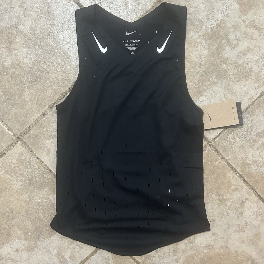 Nike Dri-Fit ADV Aeroswift Running Singlet Black FN2504-010 Women’s Size XXS